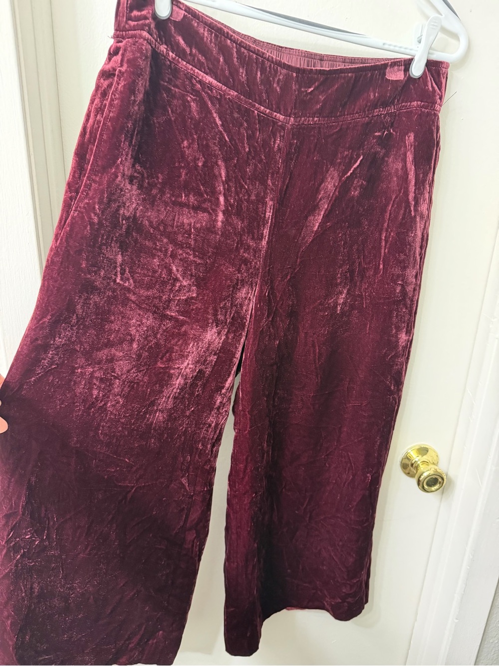 Madewell Velvet Wide-Leg Pants in Wine
